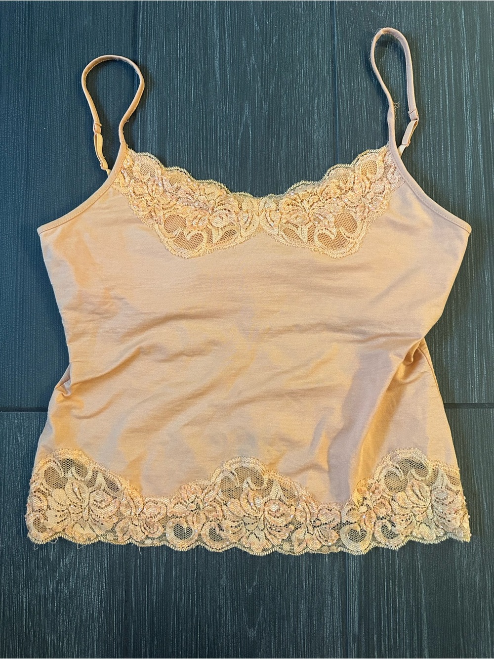 Vintage Coral Lace Beaded Camisole